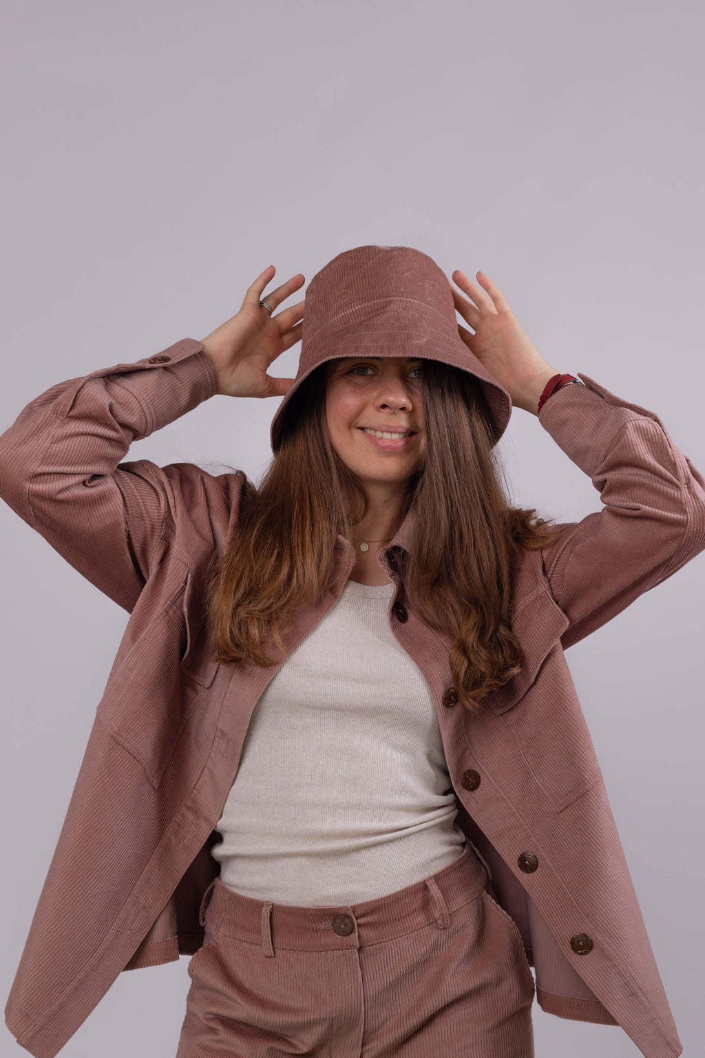 Cotton corduroy panama hat for women, lightweight and breathable