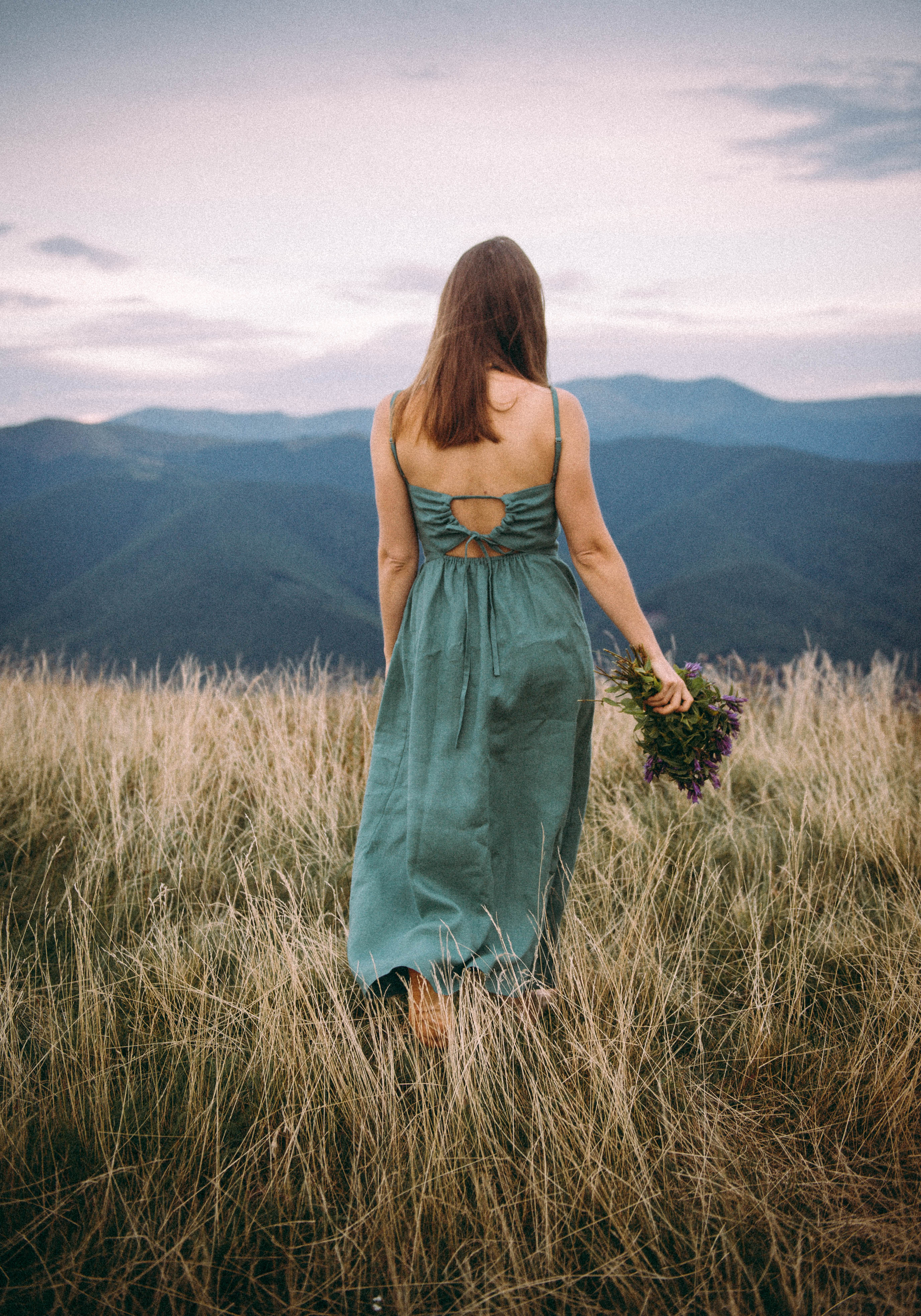 100% linen midi dress with open back and spaghetti straps, breathable summer sundress, minimalist eco-friendly women’s vacation outfit in sage green