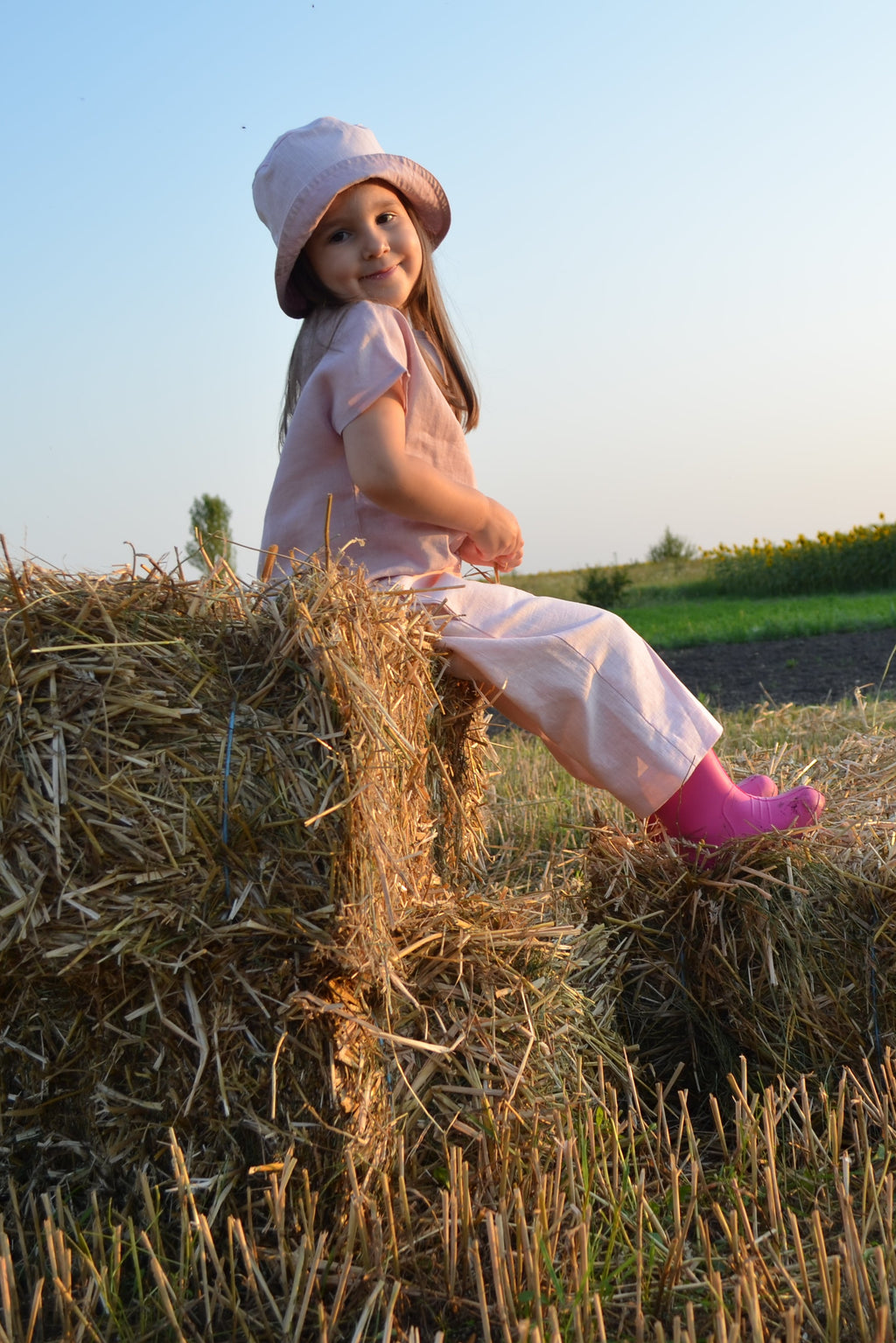 Linen wide brim hat panama for girls