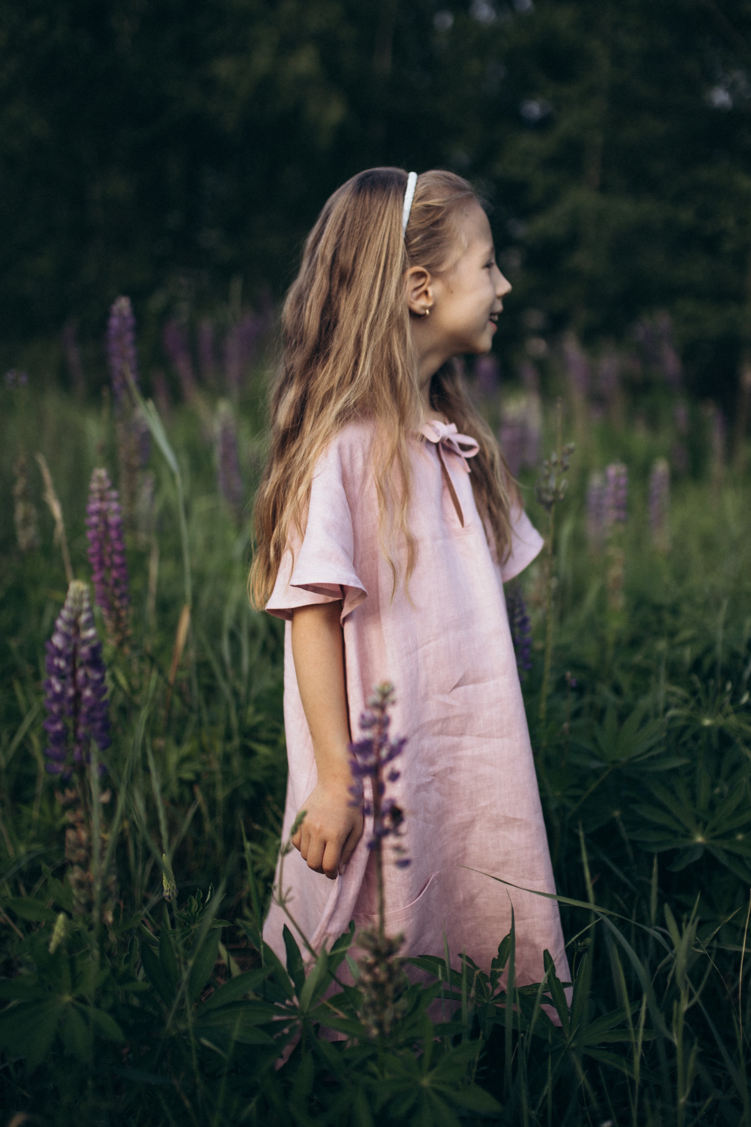 Girl’s Dress • 100% Linen • Pink