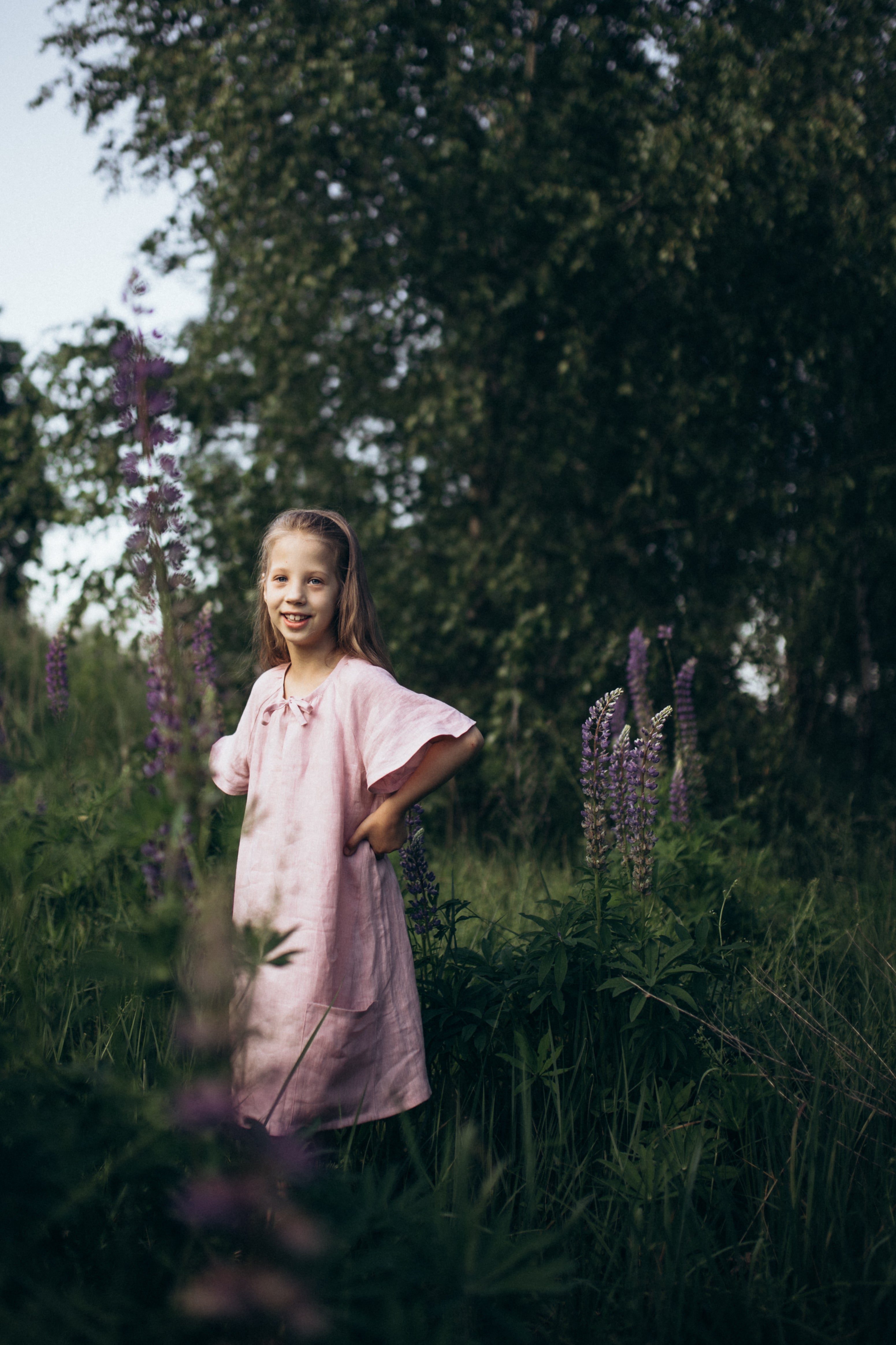 Girl’s Dress • 100% Linen • Pink