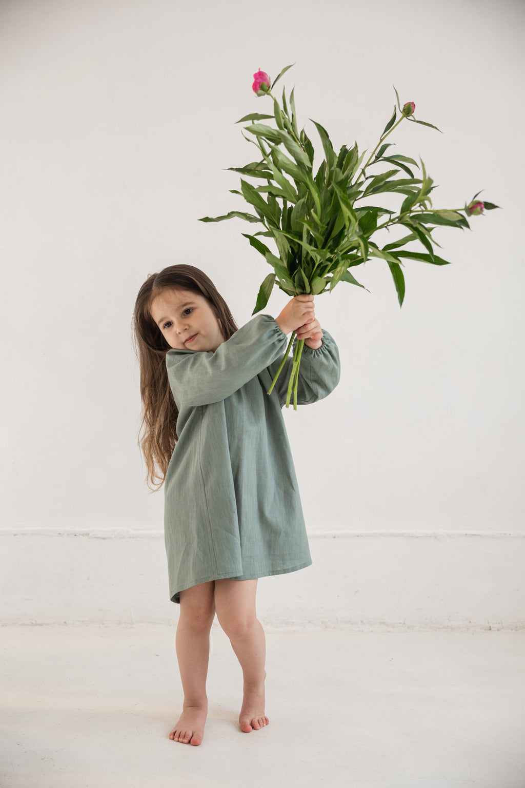 Girl’s Dress • 100% Nettle Fabric • Sage Green