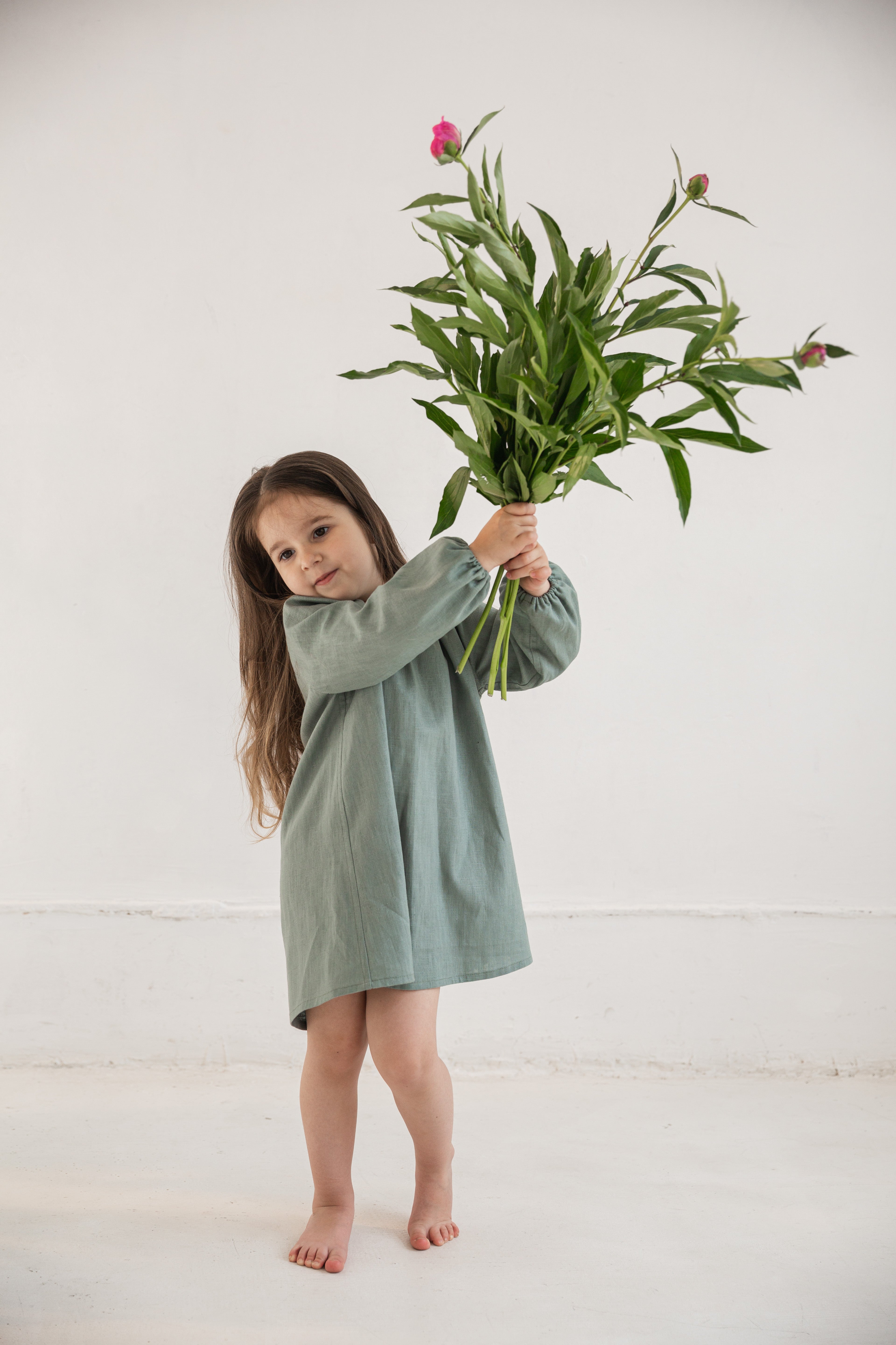 Girl’s Dress • 100% Nettle Fabric • Sage Green