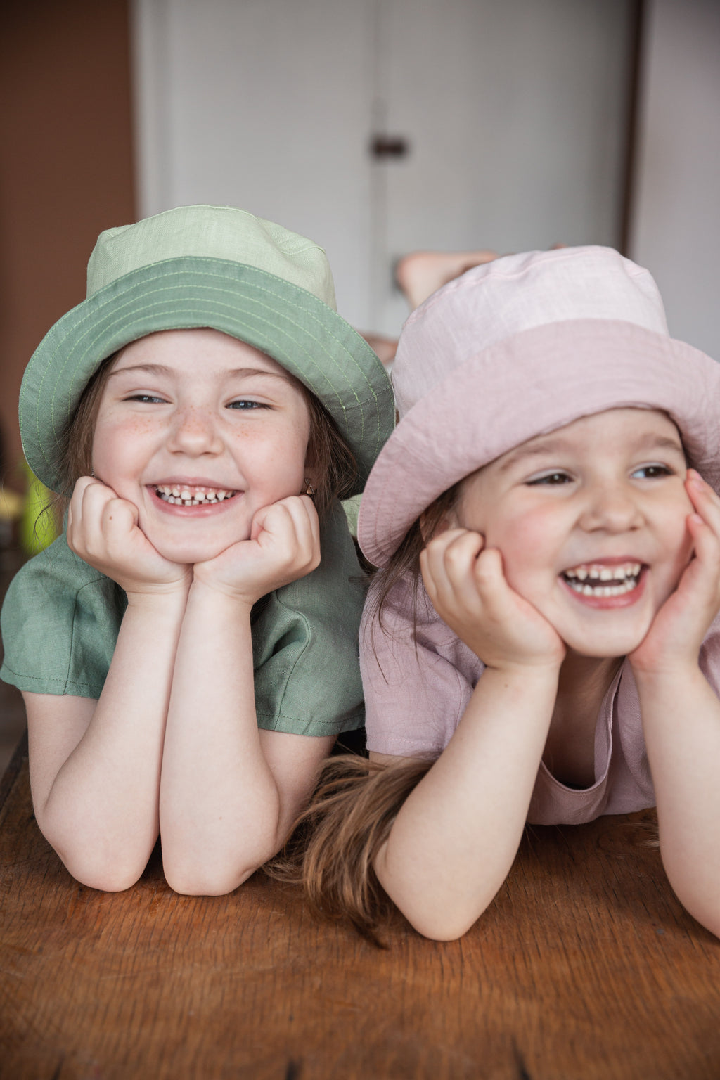 Lightweight kids sunhat made from natural linen fabric