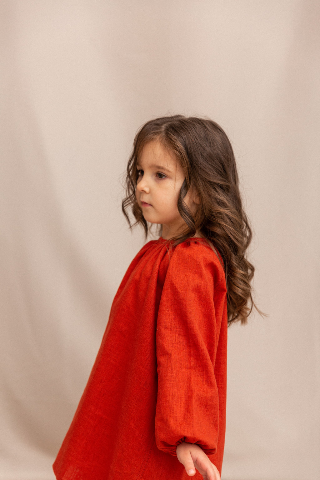 Girl’s Dress • 100% Nettle Fabric • Terracotta