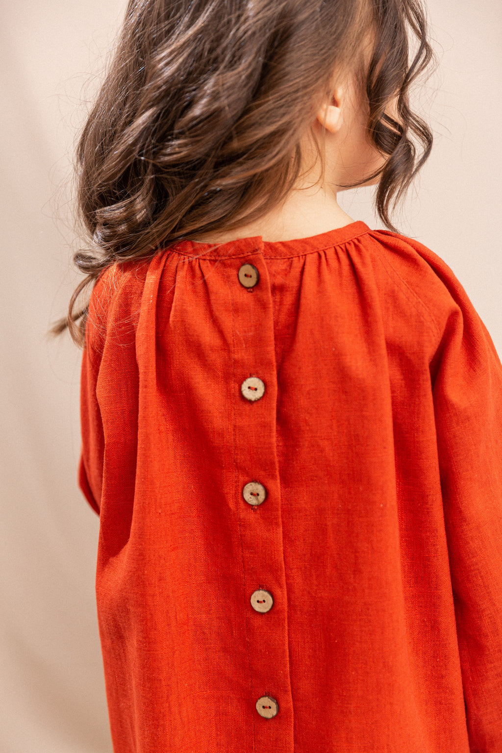 Girl’s Dress • 100% Nettle Fabric • Terracotta