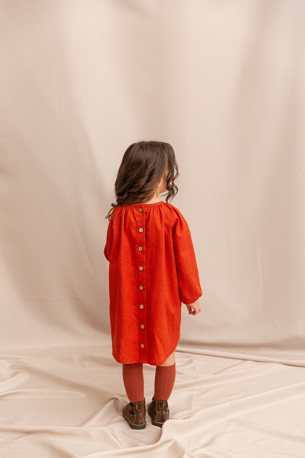 Girl’s Dress • 100% Nettle Fabric • Terracotta