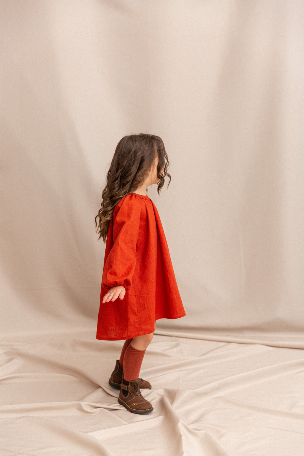 Girl’s Dress • 100% Nettle Fabric • Terracotta