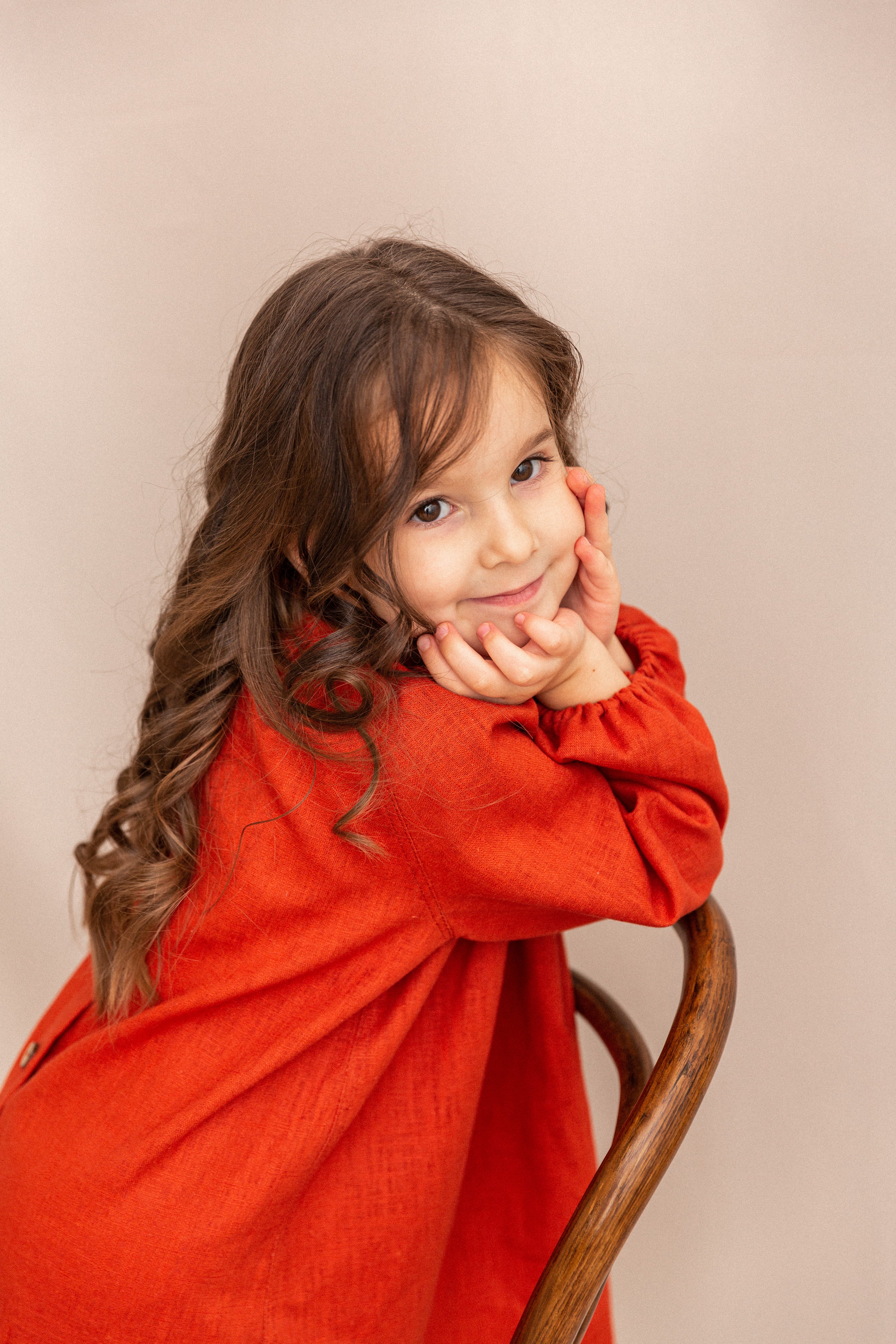 Girl’s Dress • 100% Nettle Fabric • Terracotta