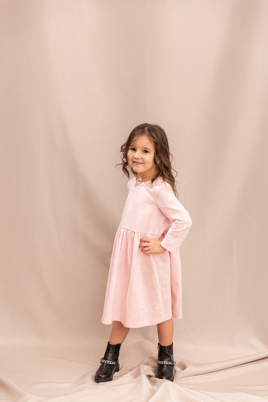 Girl’s Dress • 100% Nettle Fabric • Pink