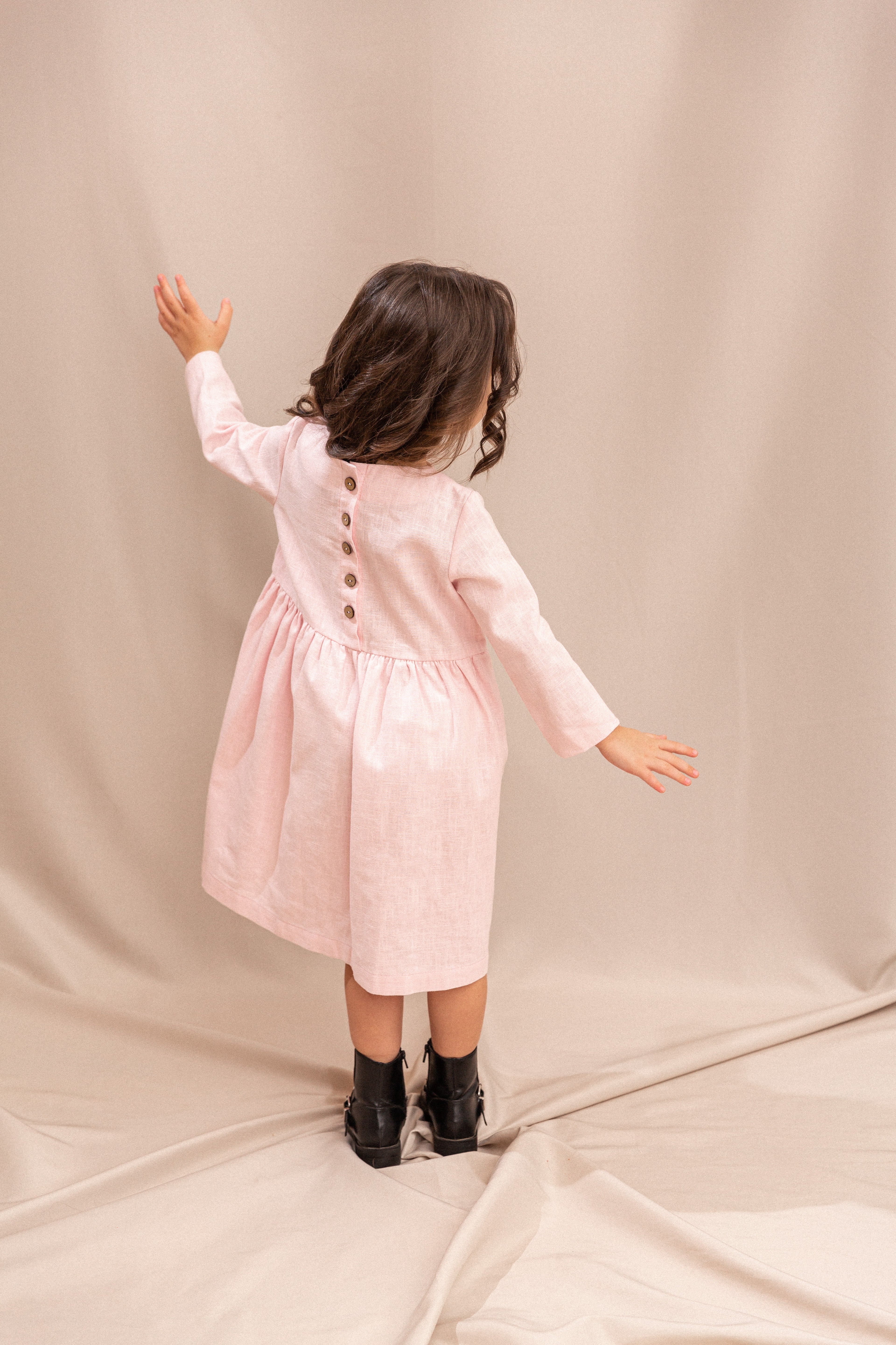 Girl’s Dress • 100% Nettle Fabric • Pink