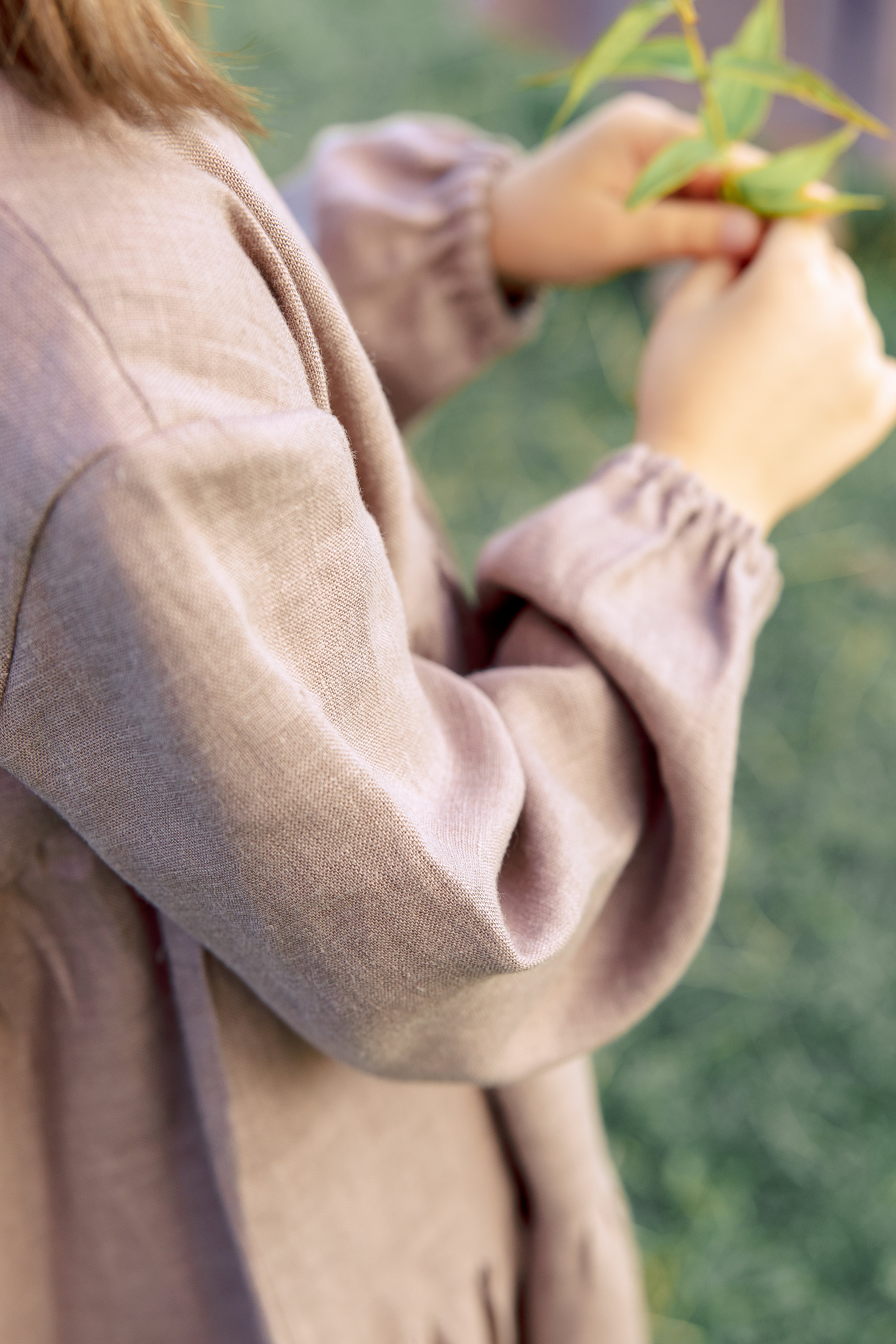 Elegant toddler linen dress with layered skirt and long sleeves, perfect for special occasions, shown in Purple Dove