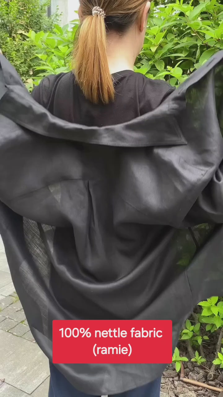 Women’s Oversized Shirt • 100% Nettle • Black