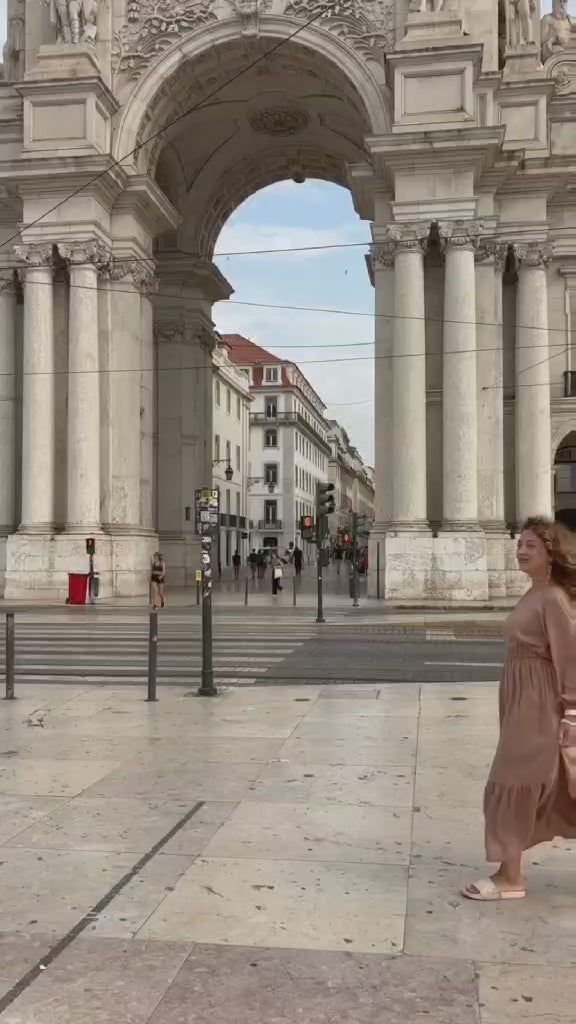 Women’s Linen Dress with Back Buttons • 100% Linen • Mocha Mousse Color