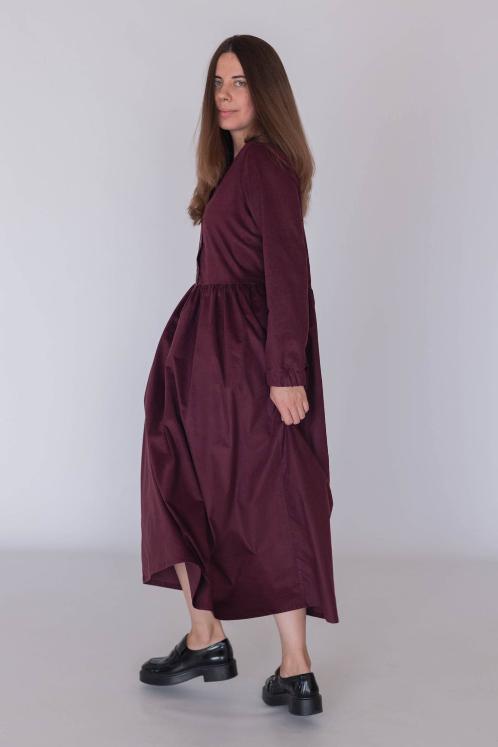 Close-up of 100% cotton micro corduroy fabric with silky texture